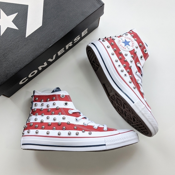 Converse CTAS Hi Red/White/Blue Studded Flag - Picture 2 of 6